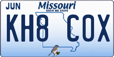 MO license plate KH8C0X