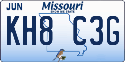 MO license plate KH8C3G
