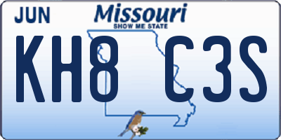 MO license plate KH8C3S