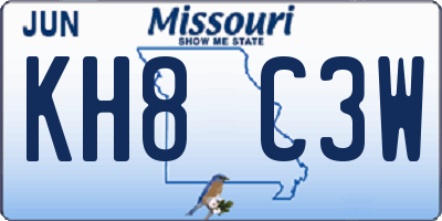 MO license plate KH8C3W