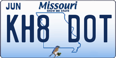 MO license plate KH8D0T