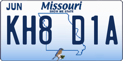 MO license plate KH8D1A