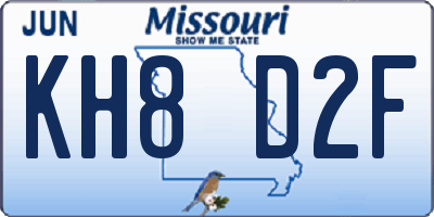 MO license plate KH8D2F