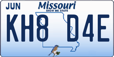 MO license plate KH8D4E