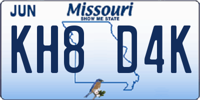 MO license plate KH8D4K