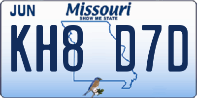 MO license plate KH8D7D