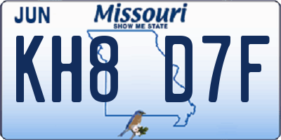 MO license plate KH8D7F