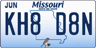 MO license plate KH8D8N