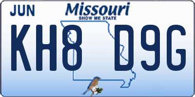 MO license plate KH8D9G