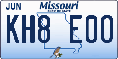 MO license plate KH8E0O