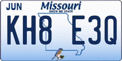MO license plate KH8E3Q