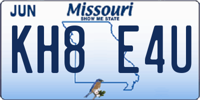 MO license plate KH8E4U