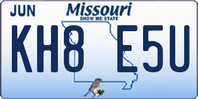 MO license plate KH8E5U