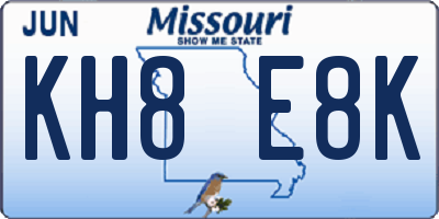 MO license plate KH8E8K