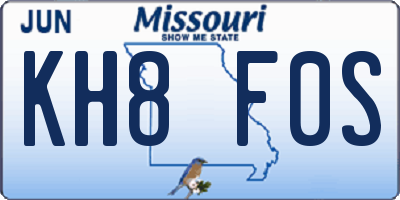 MO license plate KH8F0S