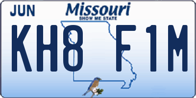MO license plate KH8F1M