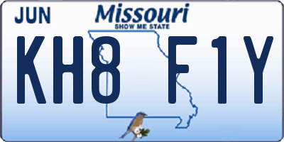 MO license plate KH8F1Y