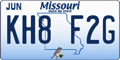 MO license plate KH8F2G