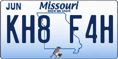MO license plate KH8F4H