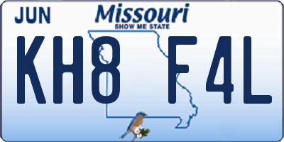 MO license plate KH8F4L