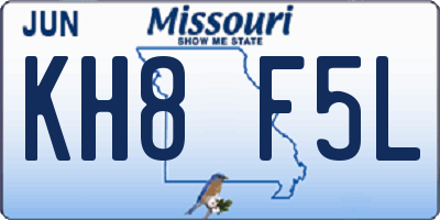 MO license plate KH8F5L