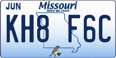 MO license plate KH8F6C