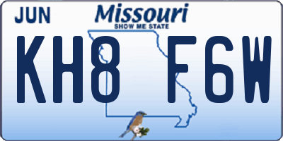 MO license plate KH8F6W