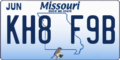 MO license plate KH8F9B