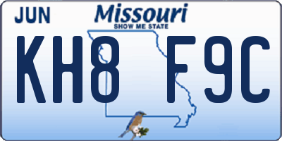 MO license plate KH8F9C