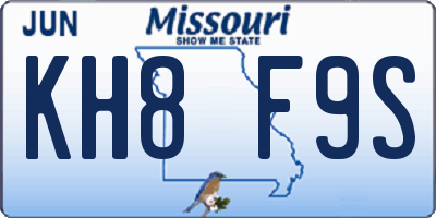 MO license plate KH8F9S