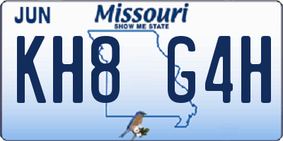 MO license plate KH8G4H