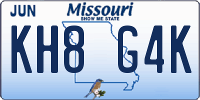 MO license plate KH8G4K