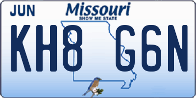 MO license plate KH8G6N
