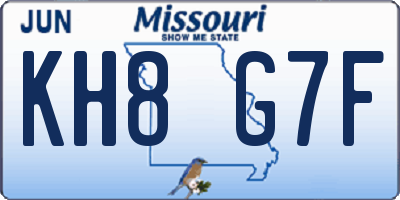 MO license plate KH8G7F