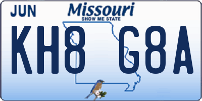 MO license plate KH8G8A