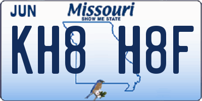 MO license plate KH8H8F