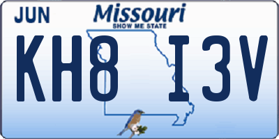 MO license plate KH8I3V
