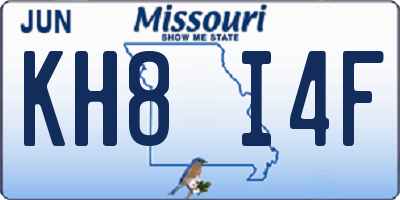 MO license plate KH8I4F