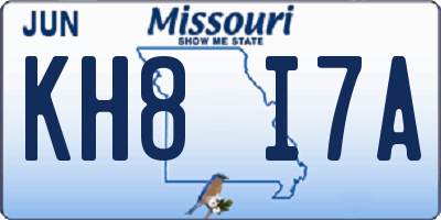 MO license plate KH8I7A