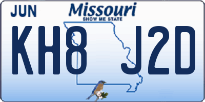 MO license plate KH8J2D