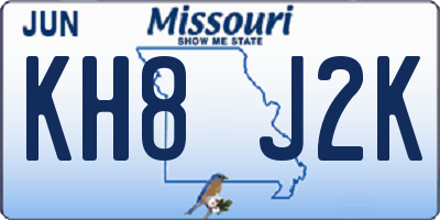 MO license plate KH8J2K