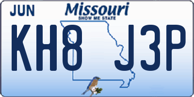 MO license plate KH8J3P