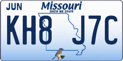 MO license plate KH8J7C