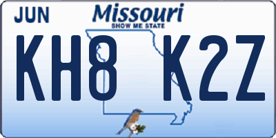 MO license plate KH8K2Z