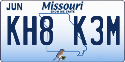 MO license plate KH8K3M