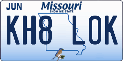 MO license plate KH8L0K