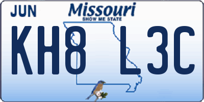 MO license plate KH8L3C