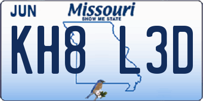 MO license plate KH8L3D