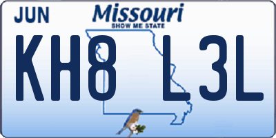 MO license plate KH8L3L