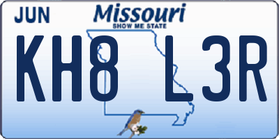 MO license plate KH8L3R